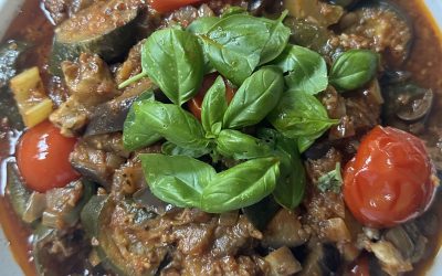 Slow Cooked Aubergine & Courgettes