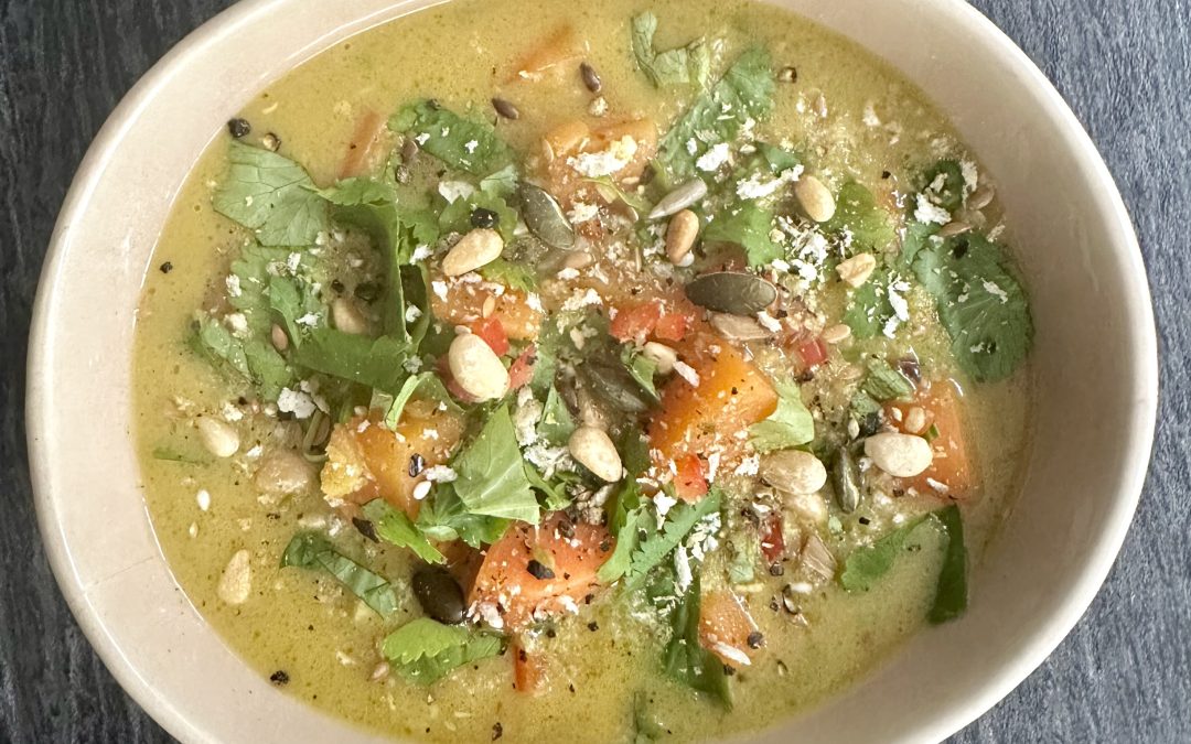 Spiced Sweet Potato, Carrot, Lentil, Coconut Soup